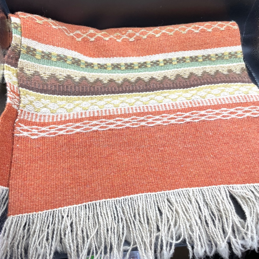 Vintage Woven Wool Scandinavian Design Table Runner Tapestry 14 1/2" x 39"